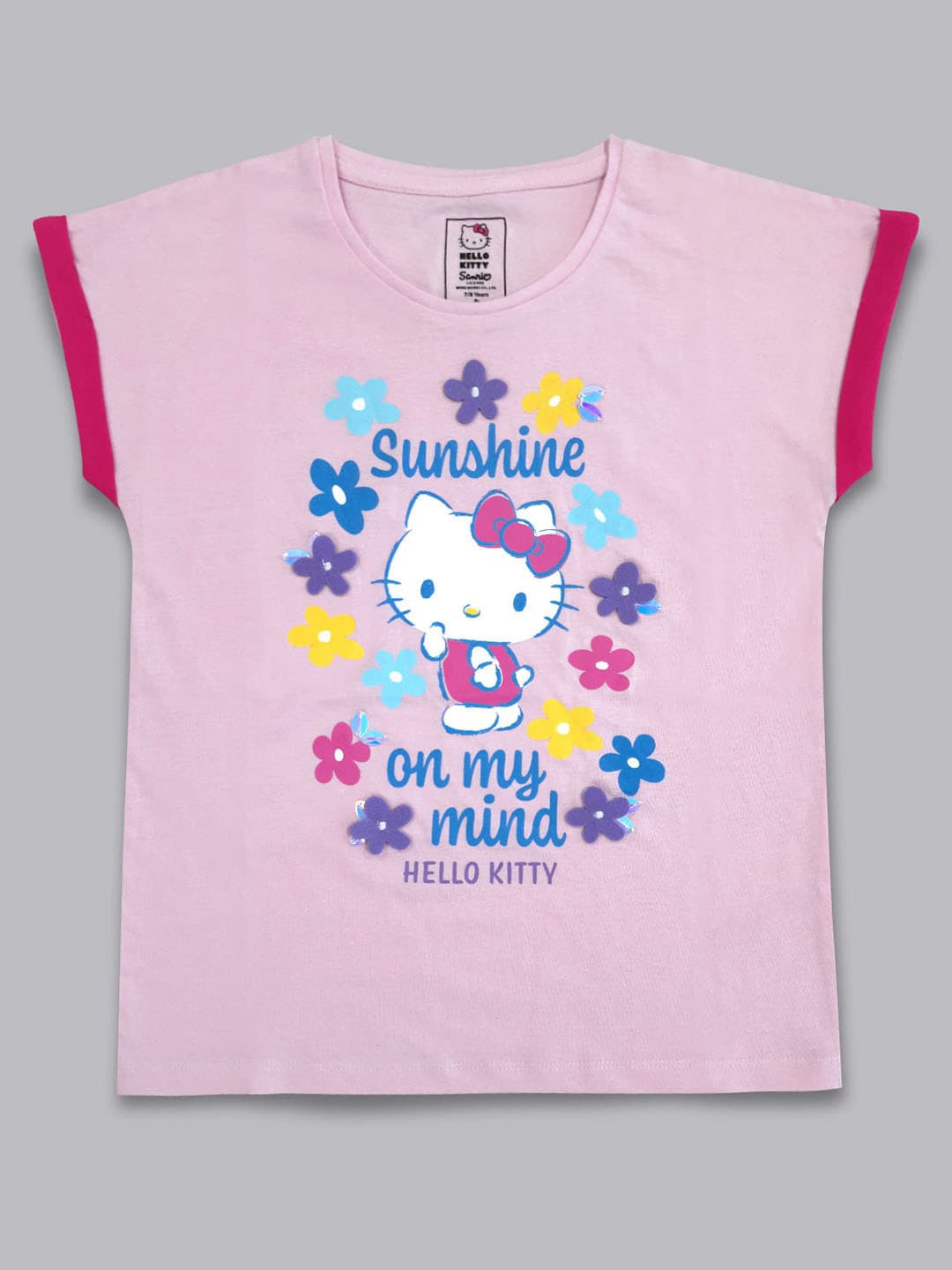 

Kids Ville Girls Pink Hello Kitty Printed Extended Sleeves T-shirt