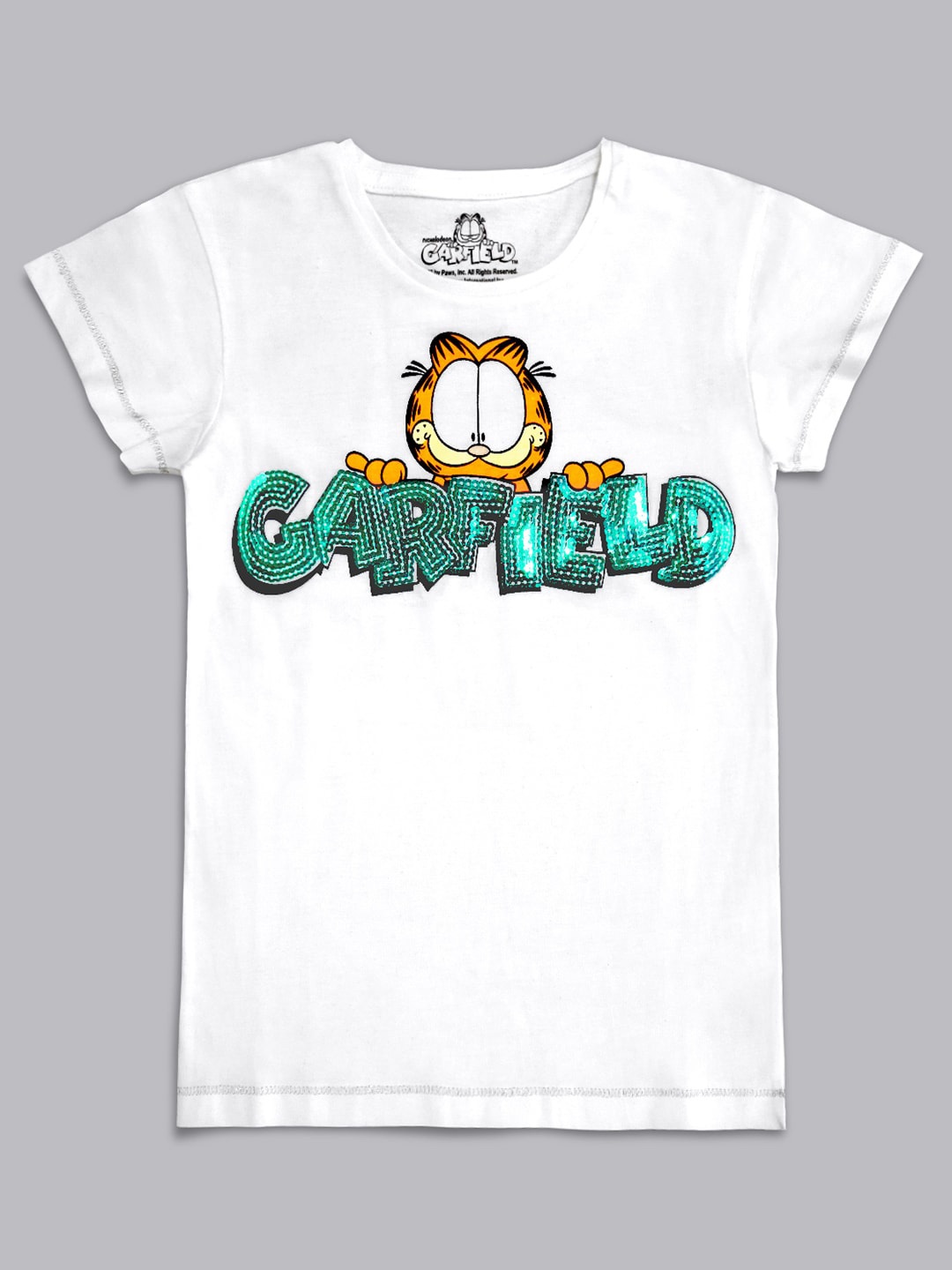 

Kids Ville Girls White Garfield Featured Tshirt