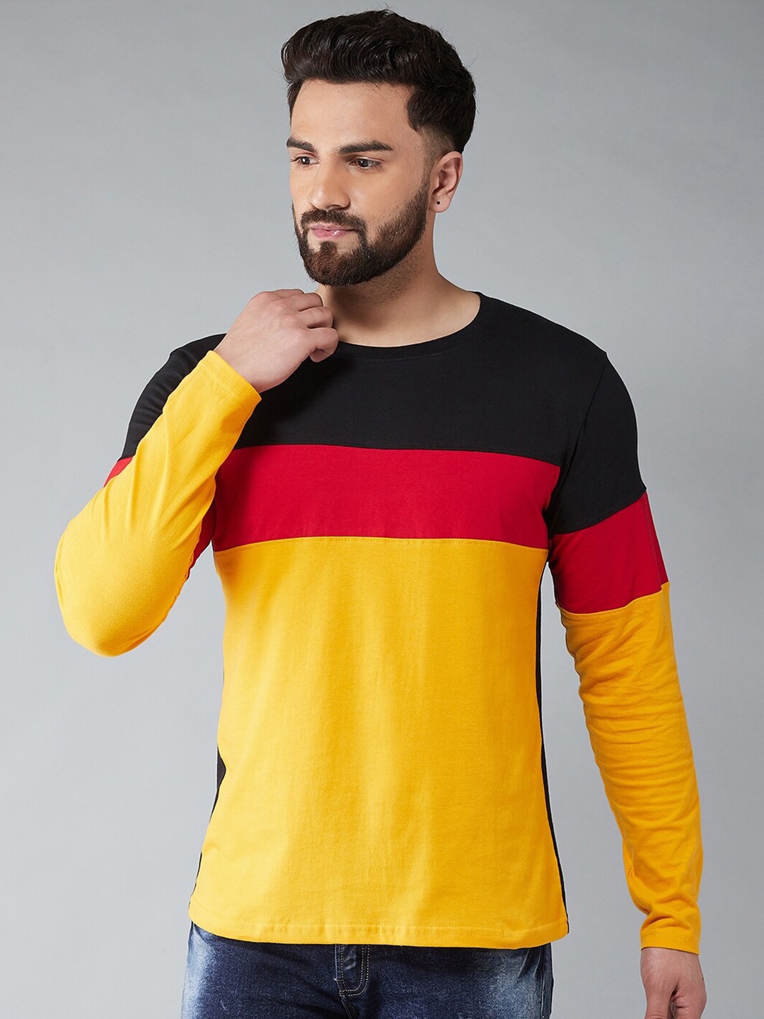 

The Dry State Men Multicoloured Colourblocked Applique T-shirt, Multi