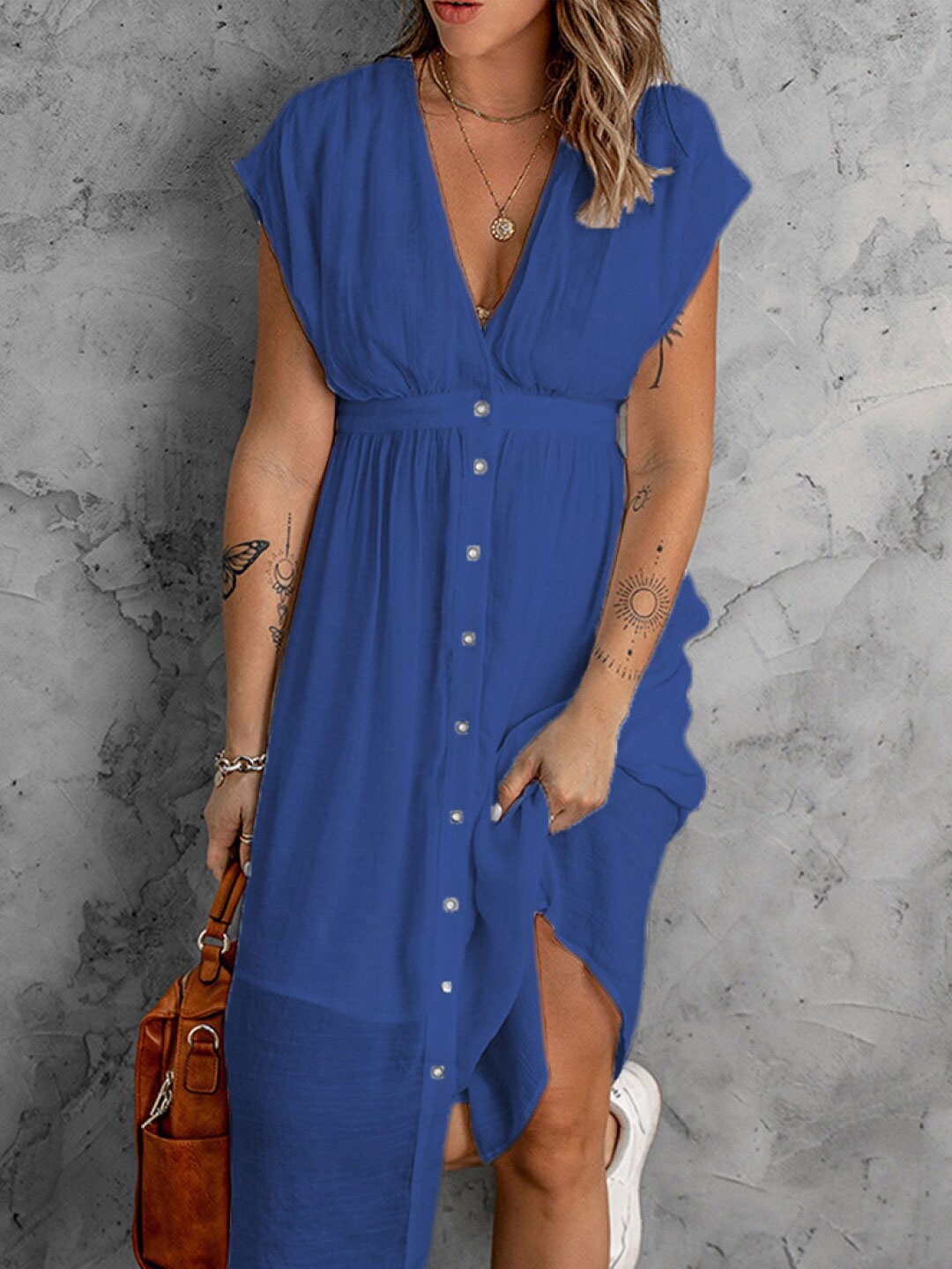 

BoStreet Blue A-Line Maxi Dress