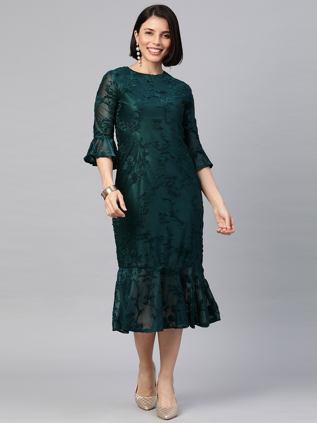 

Emmyrobe Green Sheath Midi Dress