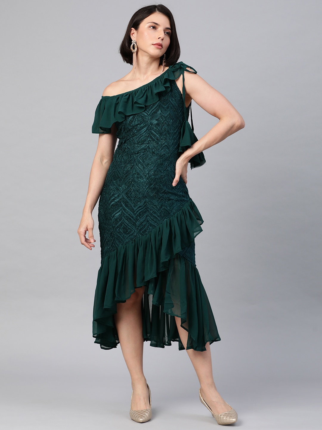 

Emmyrobe Green Embellished Midi Dress