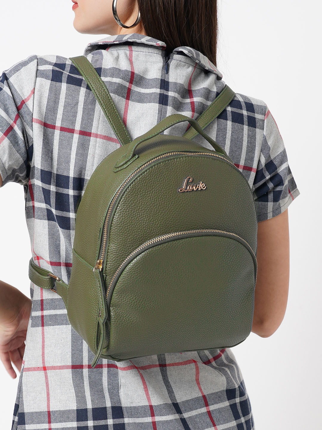 

Lavie Beetle Girls Olive Green Solid Backpack