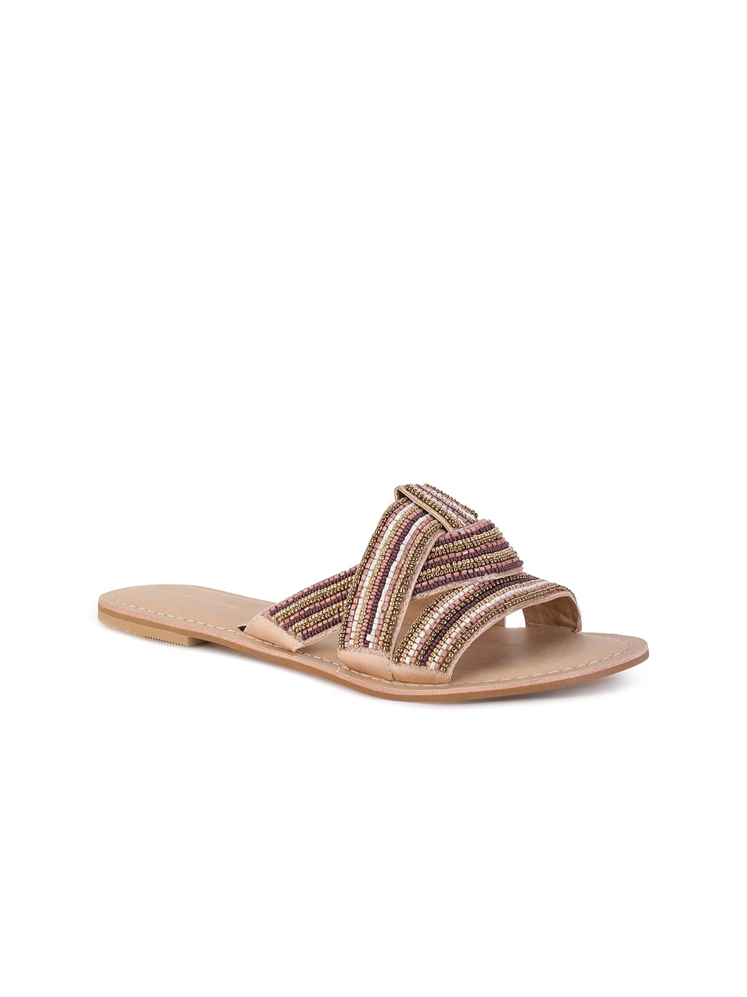 

Marie Claire Women Nude-Coloured Embellished Open Toe Flats