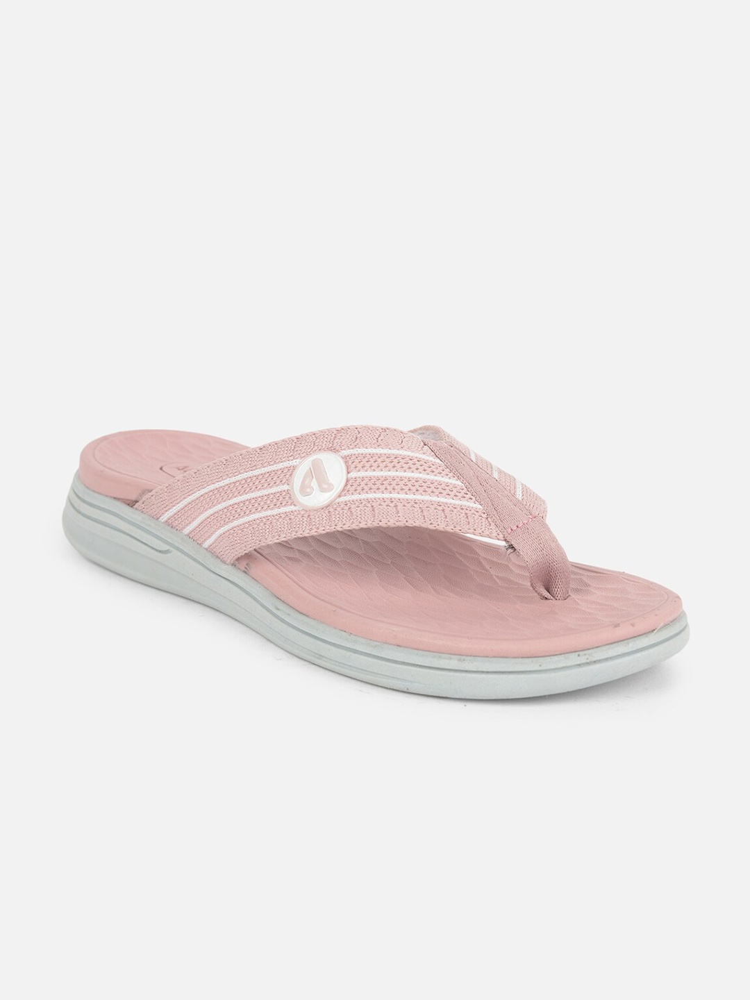 

Aqualite Women Grey & Pink Rubber Thong Flip-Flops