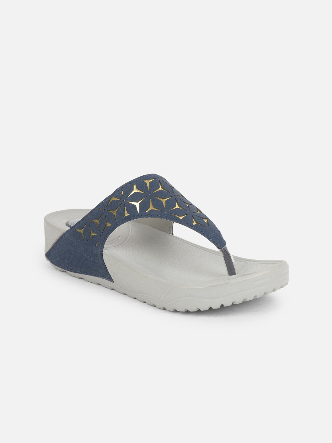 

Aqualite Navy Blue & Grey Embellished Wedge Heels