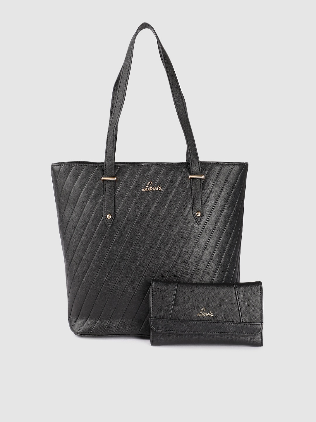 

Lavie Zalta Combo Black Textured Structured Shoulder Bag with a Three Fold Wallet