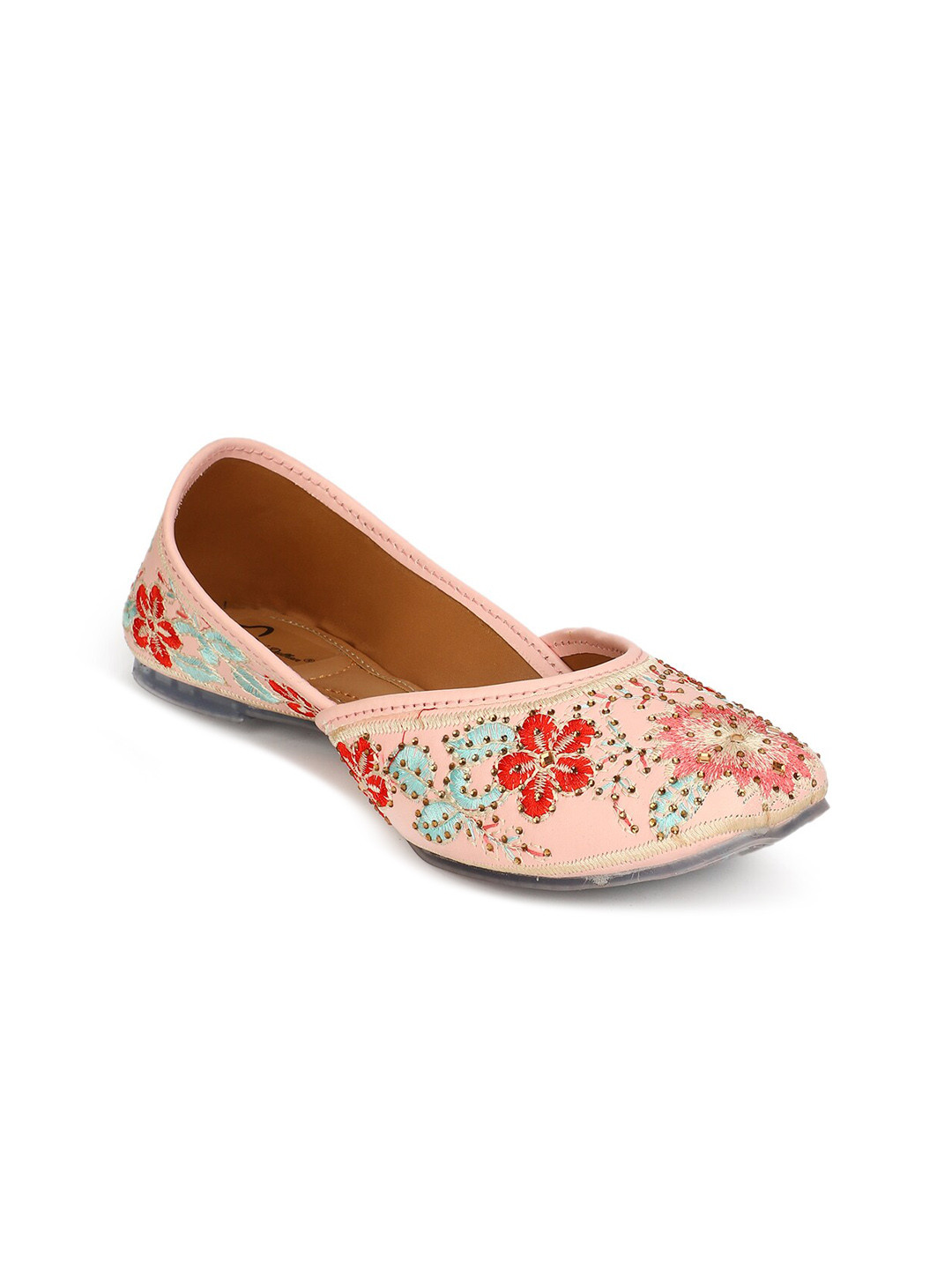 

The Desi Dulhan Women Pink Printed Ethnic Mojaris Flats