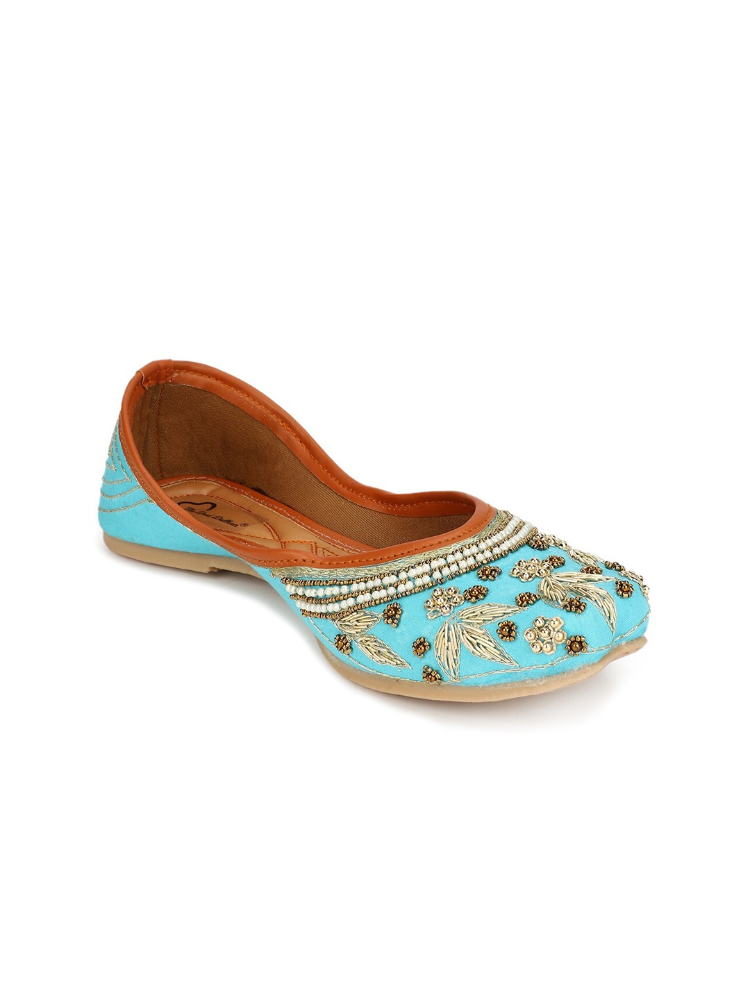 

The Desi Dulhan Women Blue Embellished Ethnic Mojaris Flats