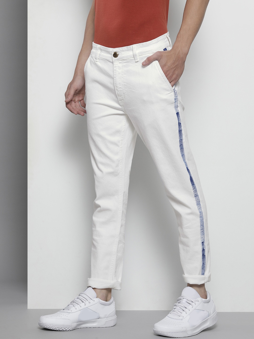 

The Indian Garage Co Men White Slim Fit Streachable Jeans