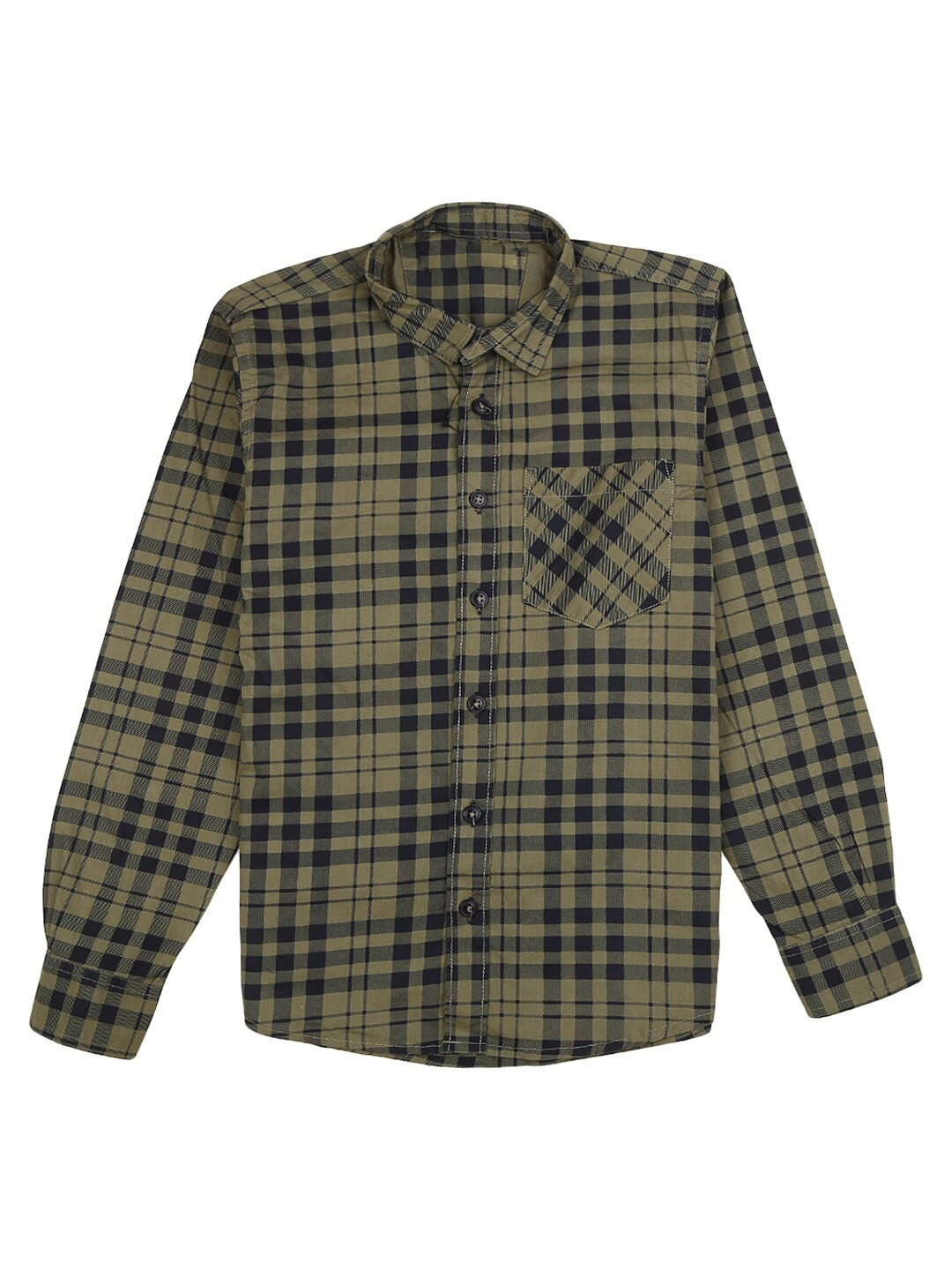 

V-Mart Boys Olive Green Tartan Checks Checked Casual Shirt
