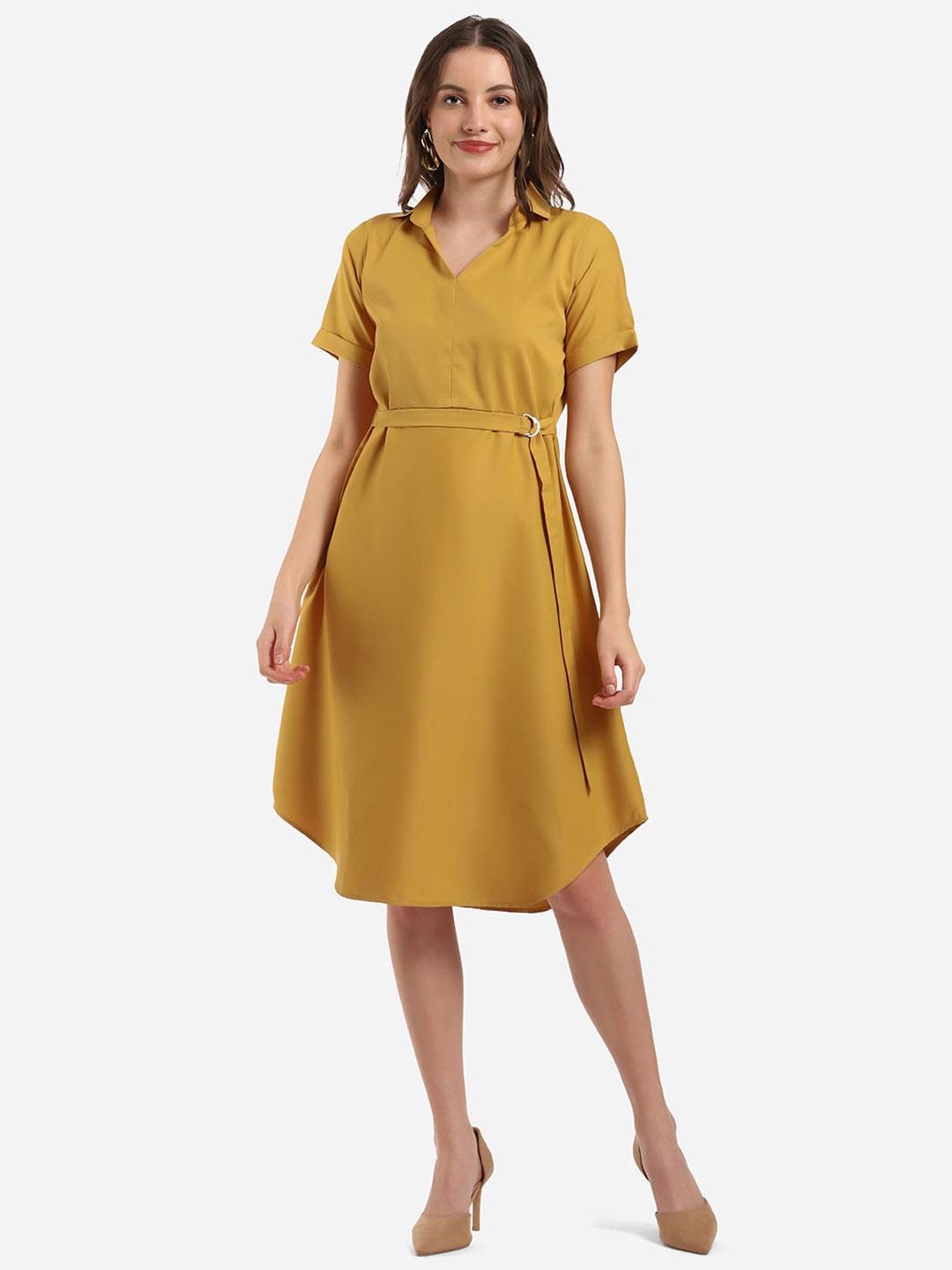 

Selvia Yellow Scuba A-Line Dress