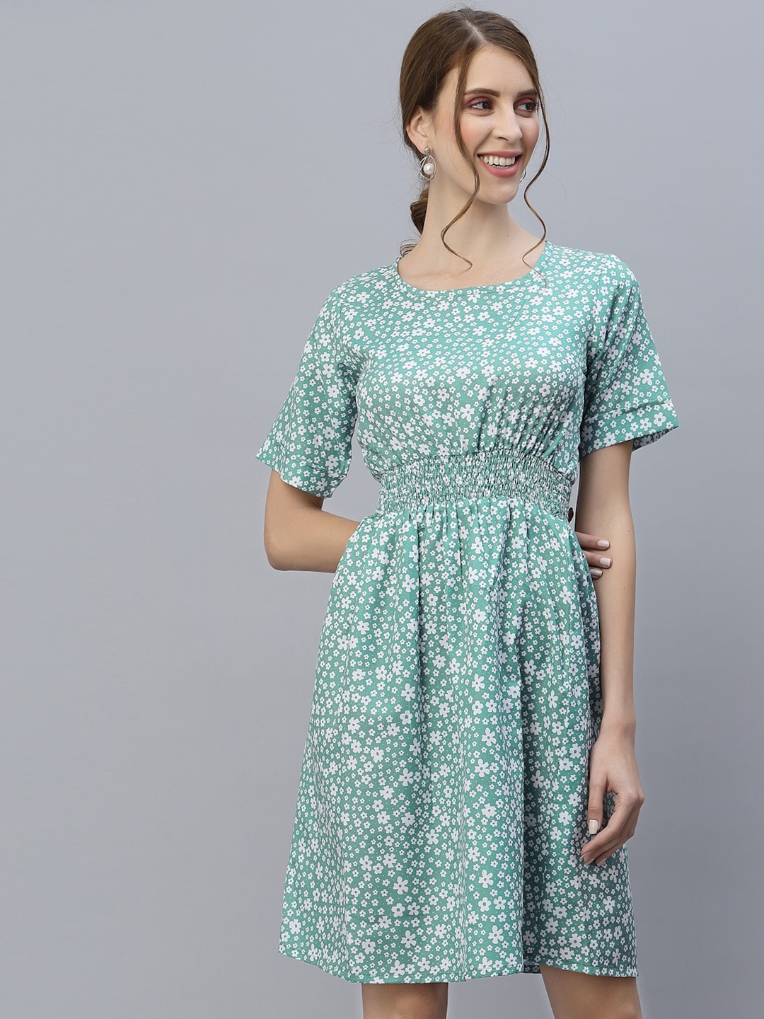 

Selvia Blue Mill Floral Print Western Look Dress