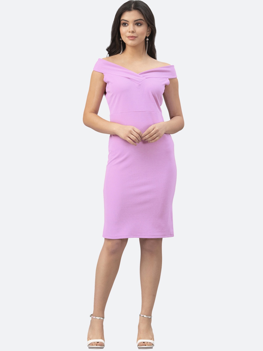 

Selvia Lavender Off-Shoulder Sheath Dress