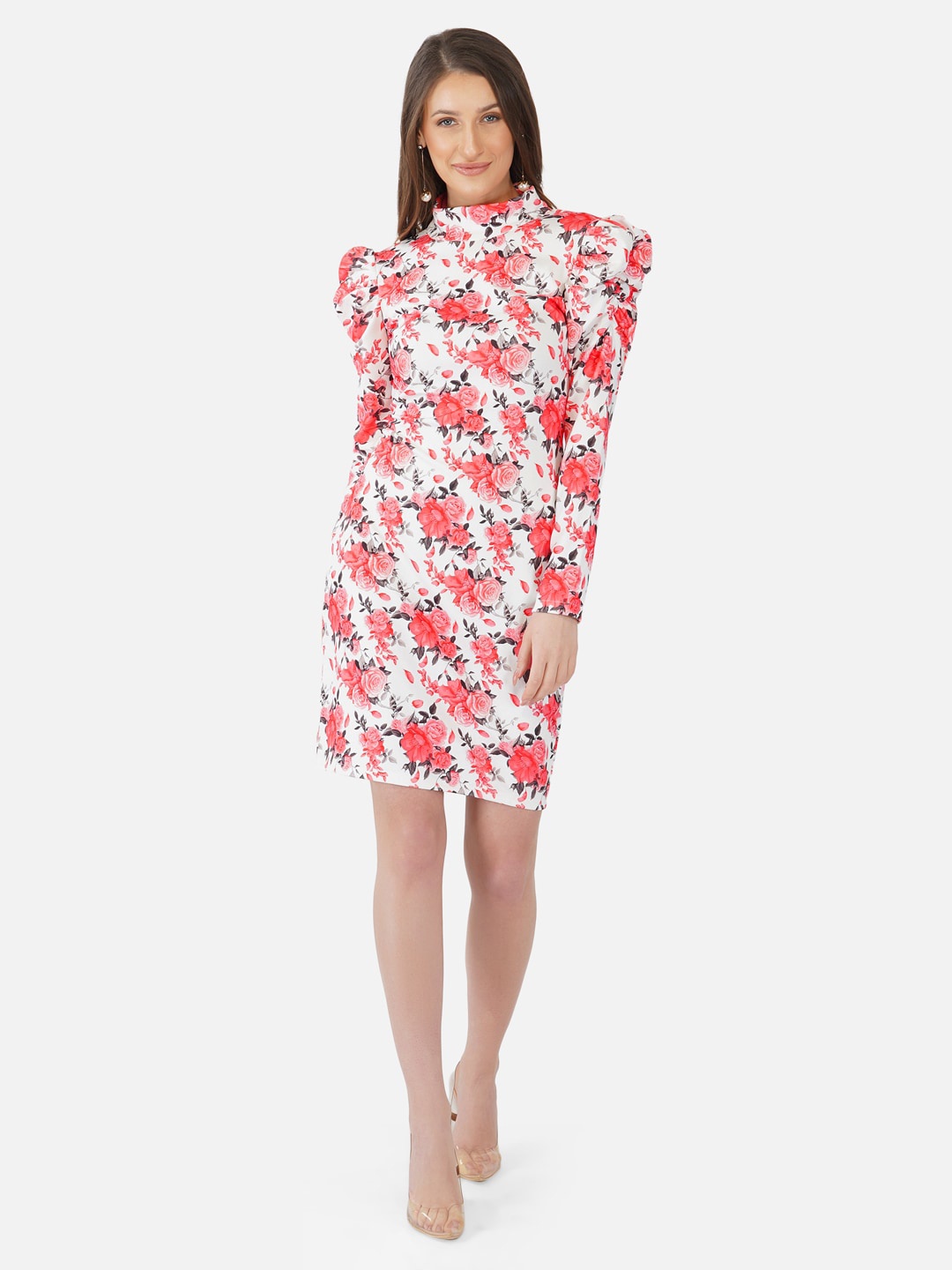 

Selvia Pink Floral Scuba Shirt Dress