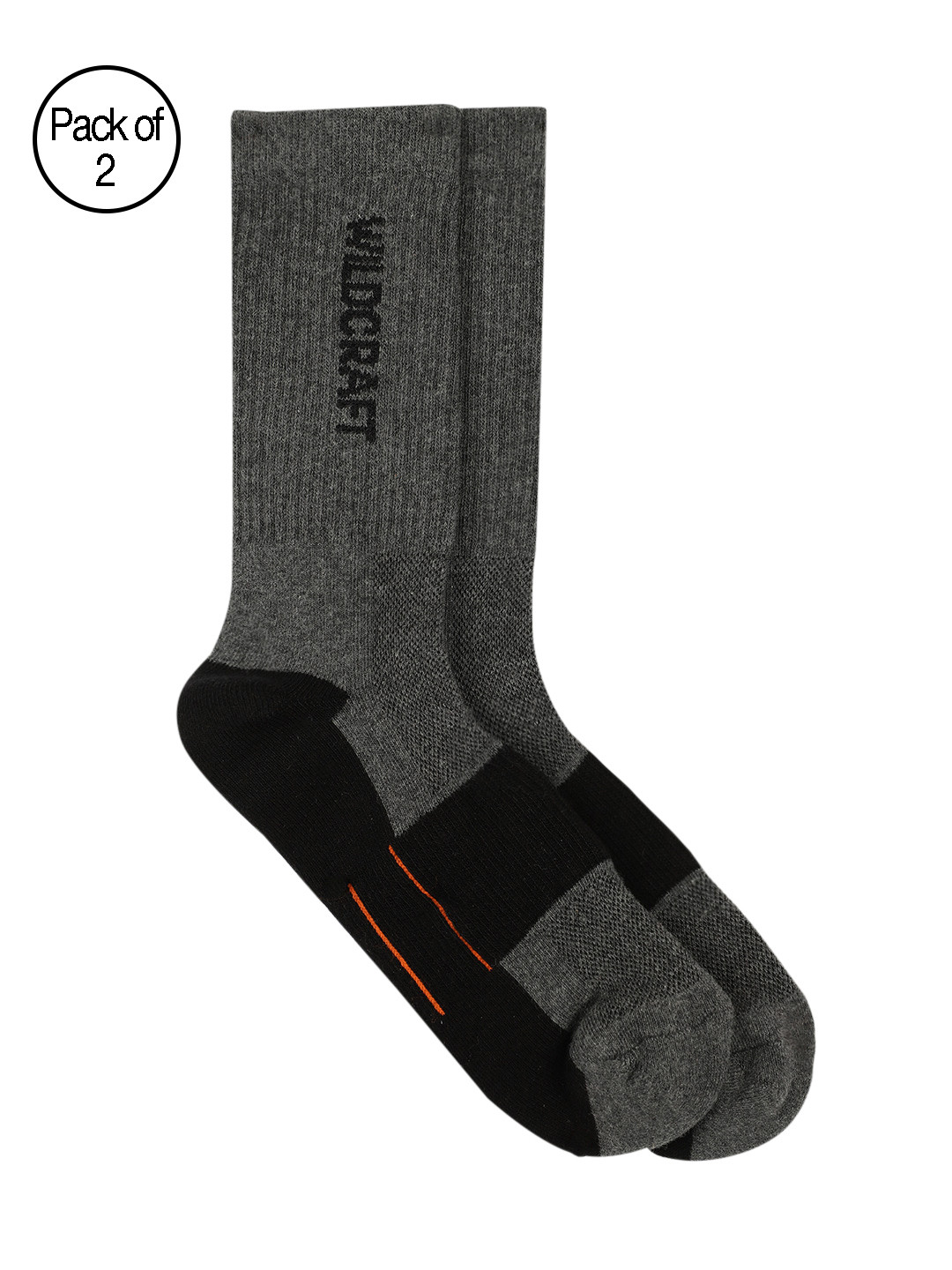 

Wildcraft Unisex Grey and Black Pack of 2 Antimicrobial Calf Length Socks