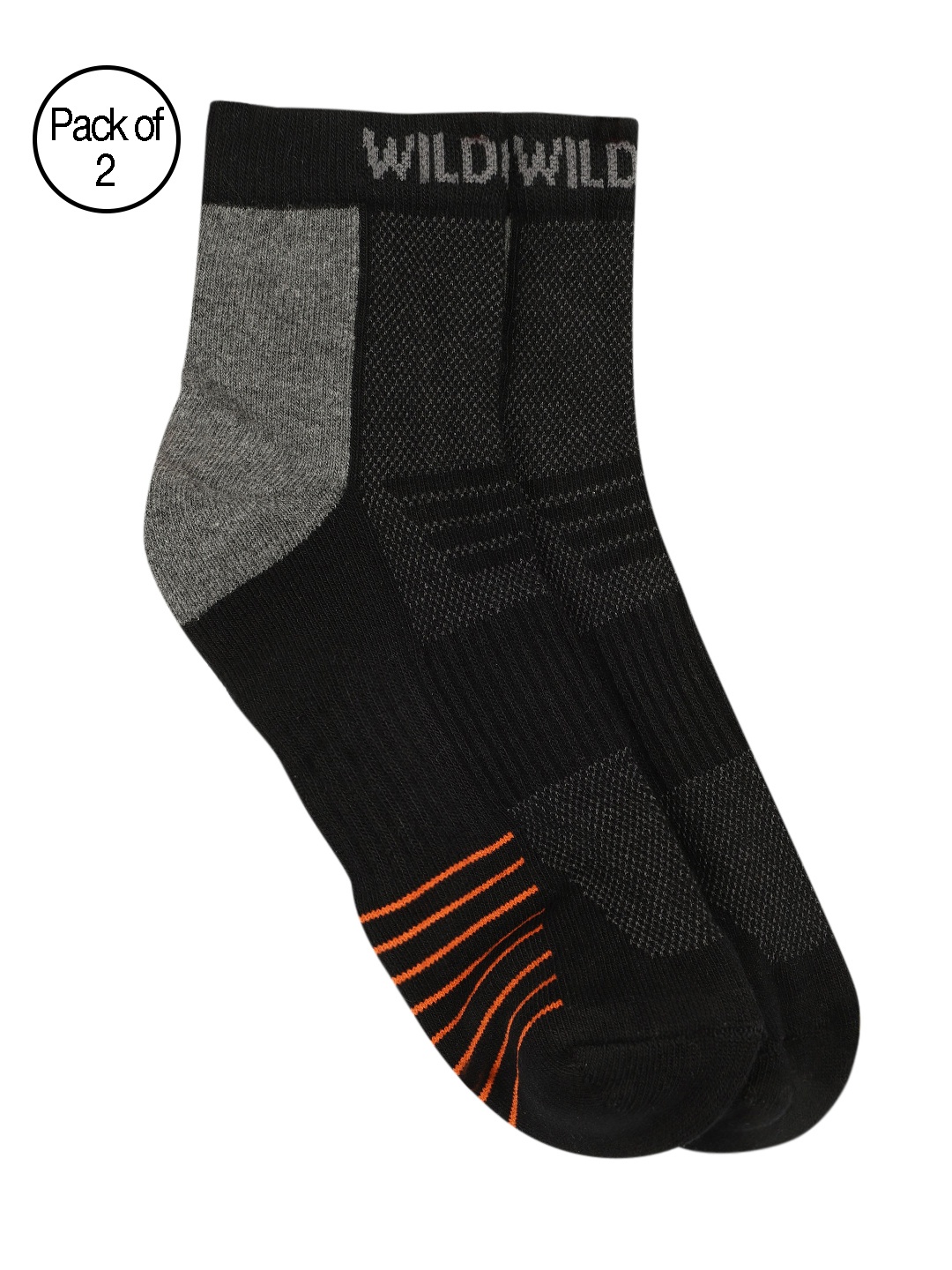 

Wildcraft Unisex Black and Grey Pack of 2 Antimicrobial Above Ankle Length Socks