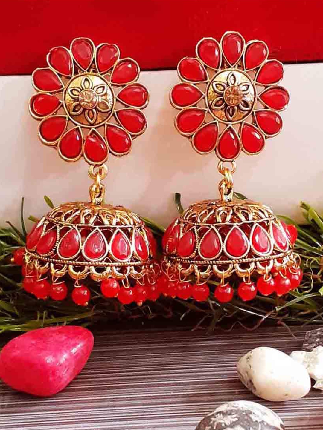 

RICH AND FAMOUS Multicoloured Contemporary Jhumkas Earrings, Multi