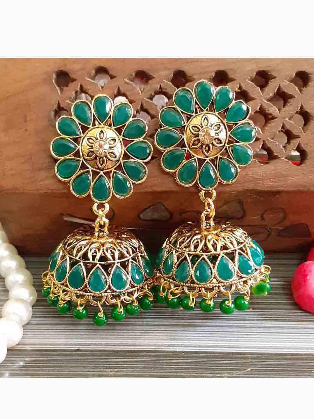 

RICH AND FAMOUS Multicoloured Contemporary Jhumkas Earrings, Multi