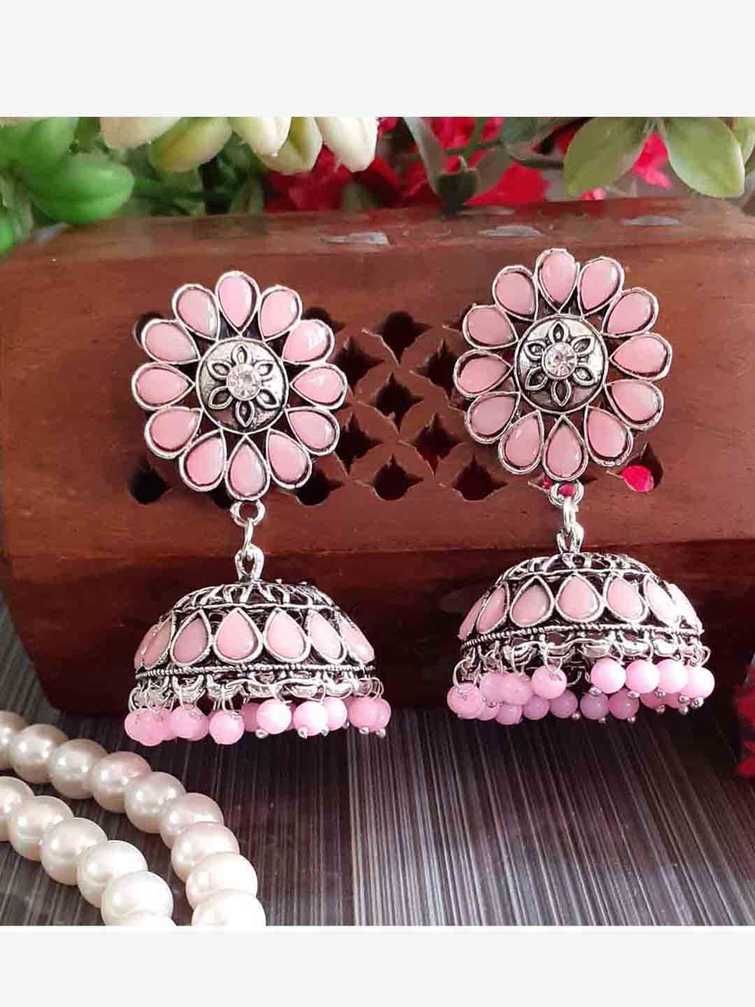 

RICH AND FAMOUS Multicoloured Contemporary Jhumkas Earrings, Multi