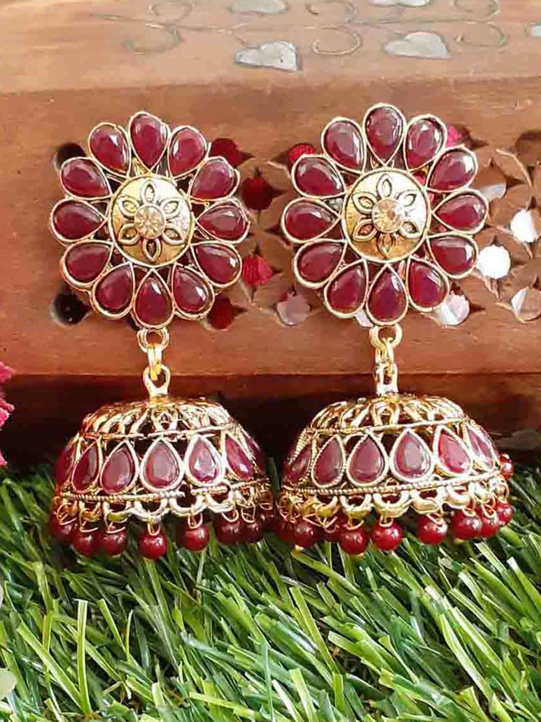 

RICH AND FAMOUS Multicoloured Contemporary Jhumkas Earrings, Multi