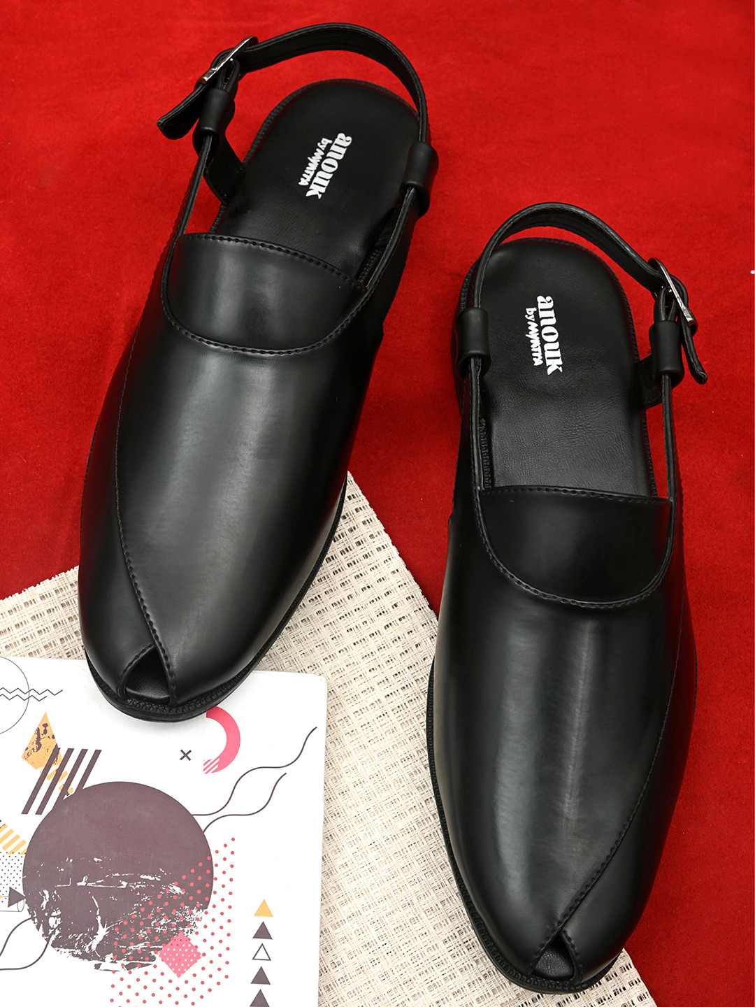 

Anouk Men Black Ethnic Comfort Sandals