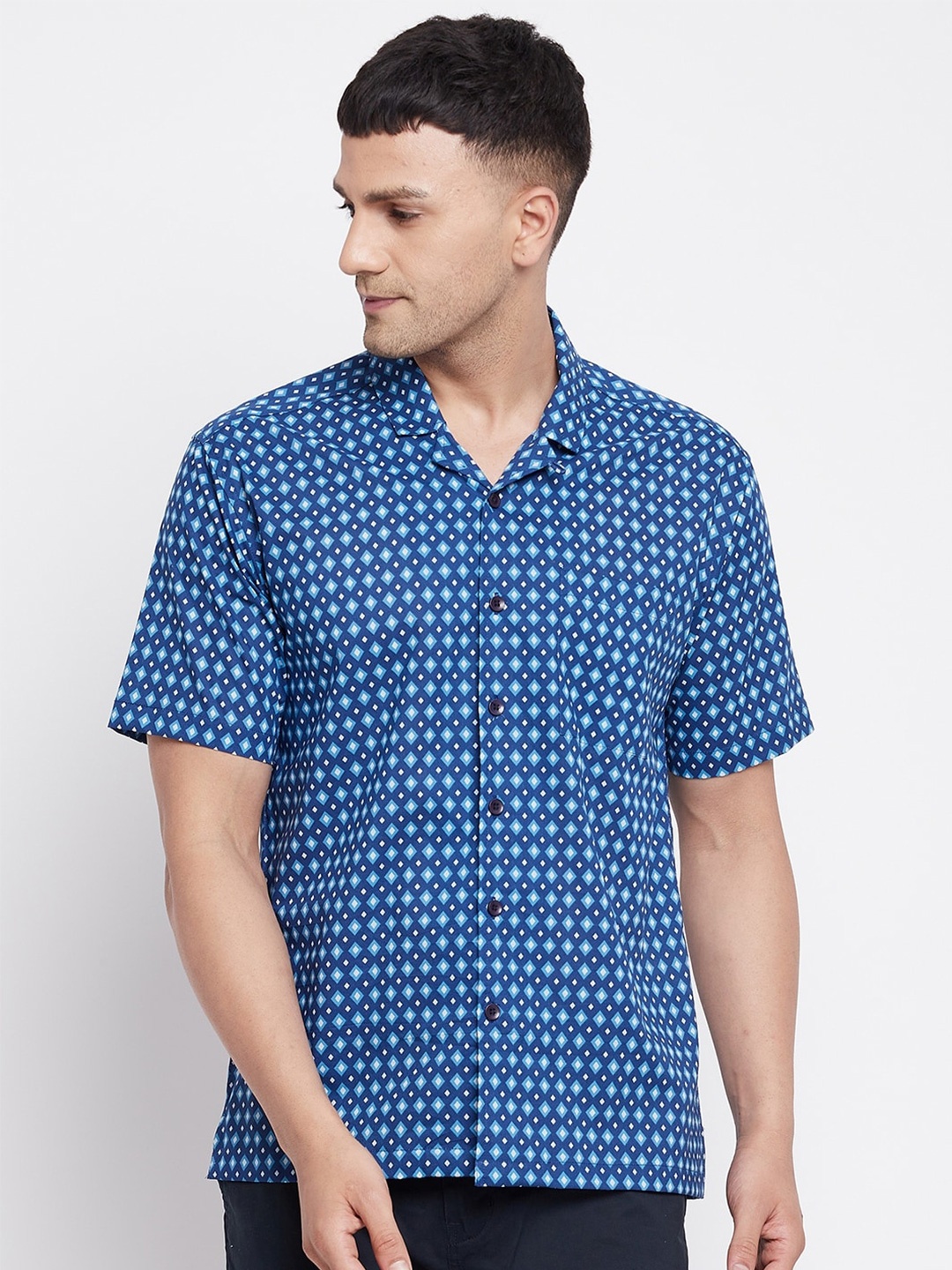 

even Men Blue Slim Fit Printed Casual Shirt