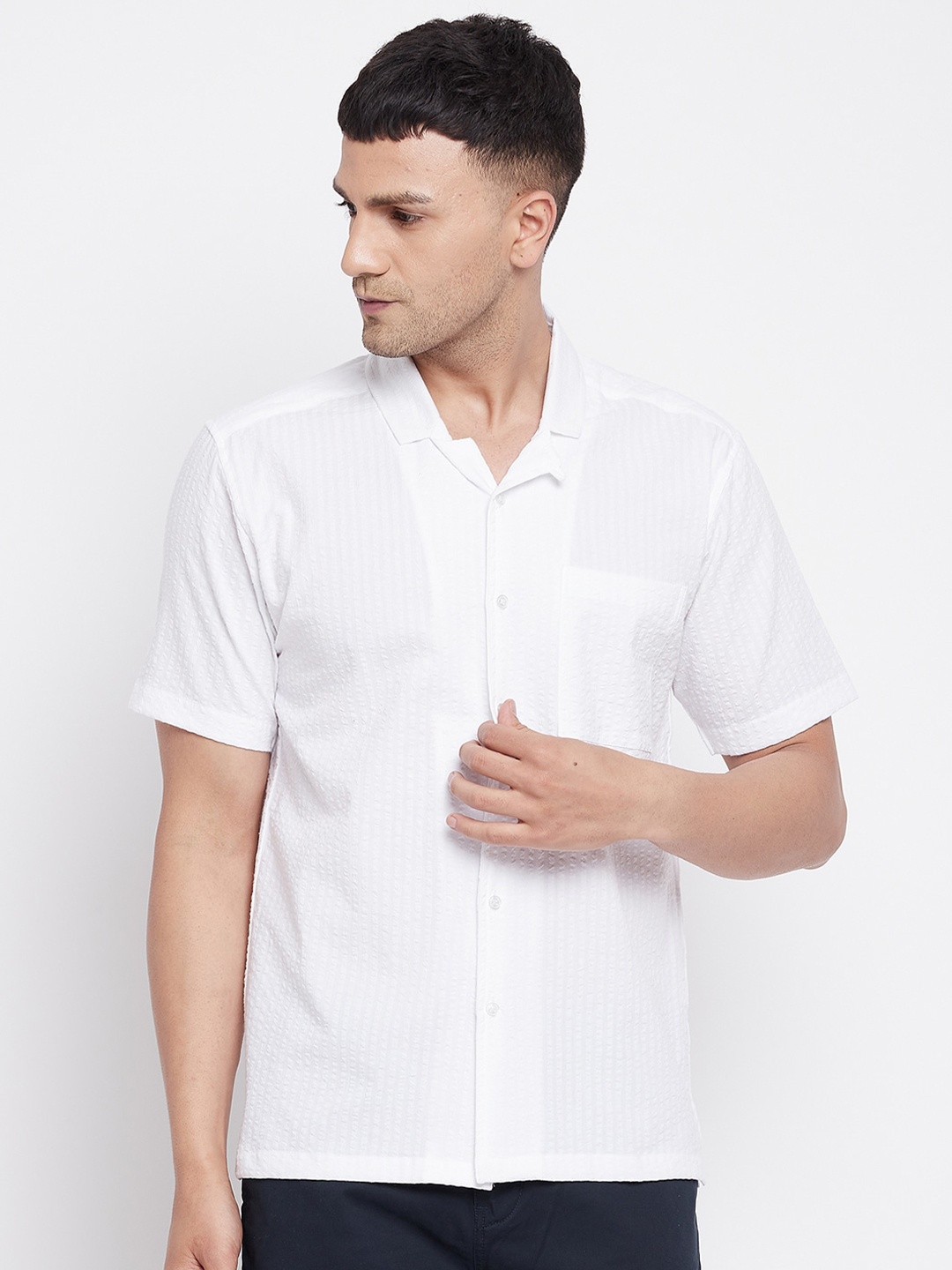 

even Men White Slim Fit Casual Shirt