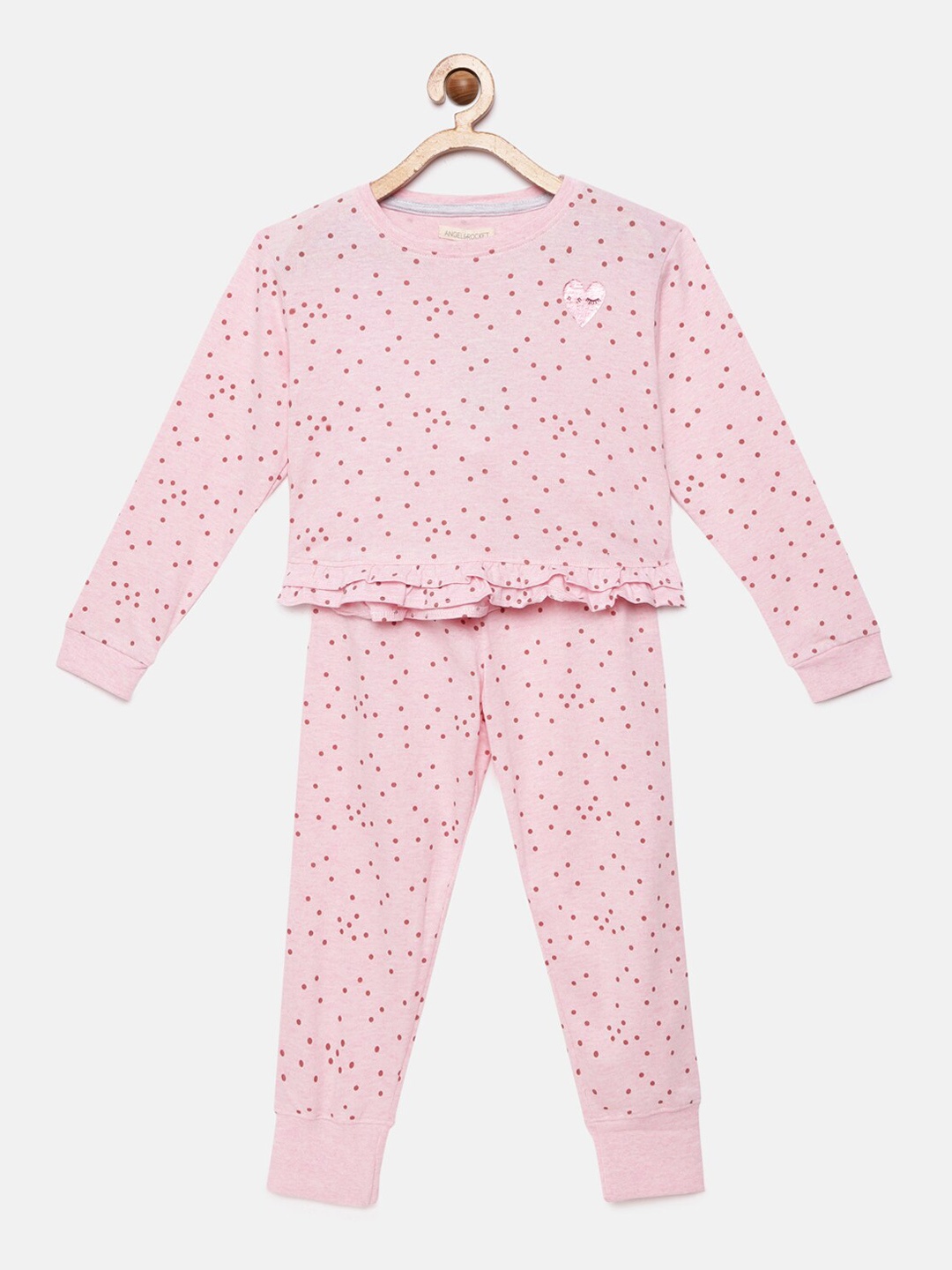 

Angel & Rocket Girls Pink Printed Cotton Nightsuit