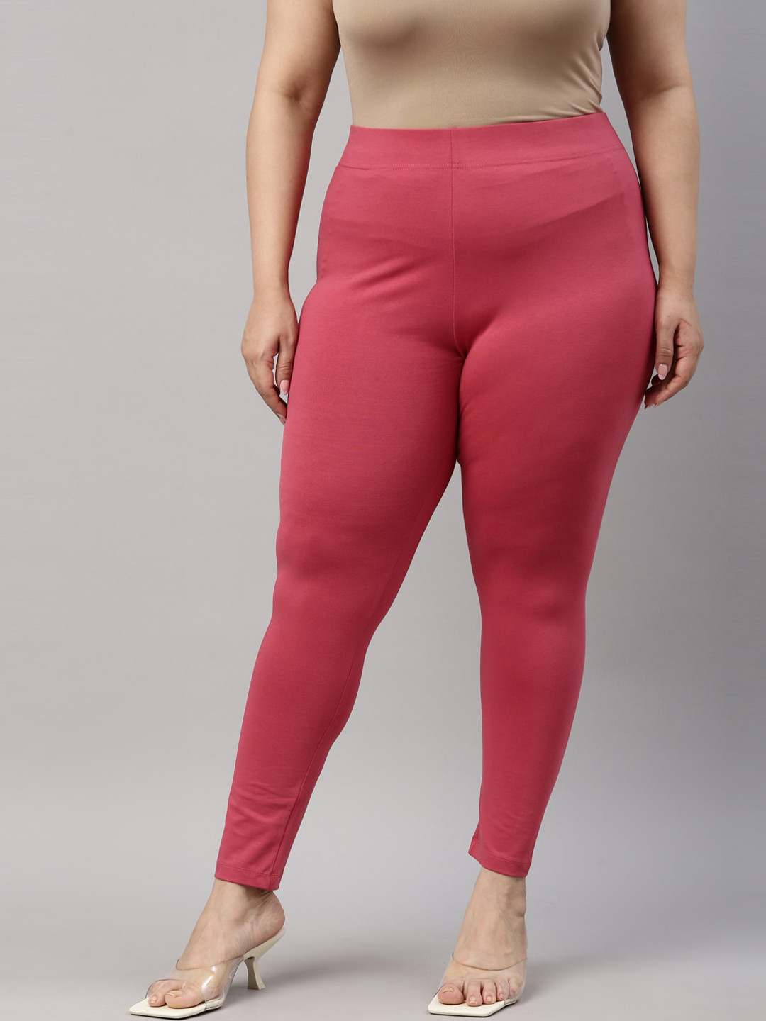 

Go Colors Women Pink Solid Ankle-Length Leggings