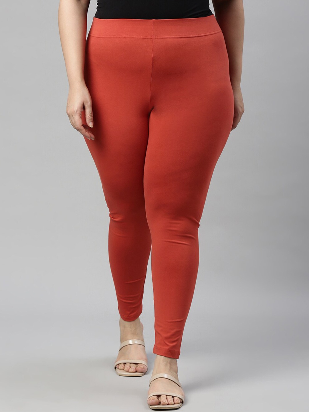 

Go Colors Women Rust Solid Cotton Ankle Length Leggings