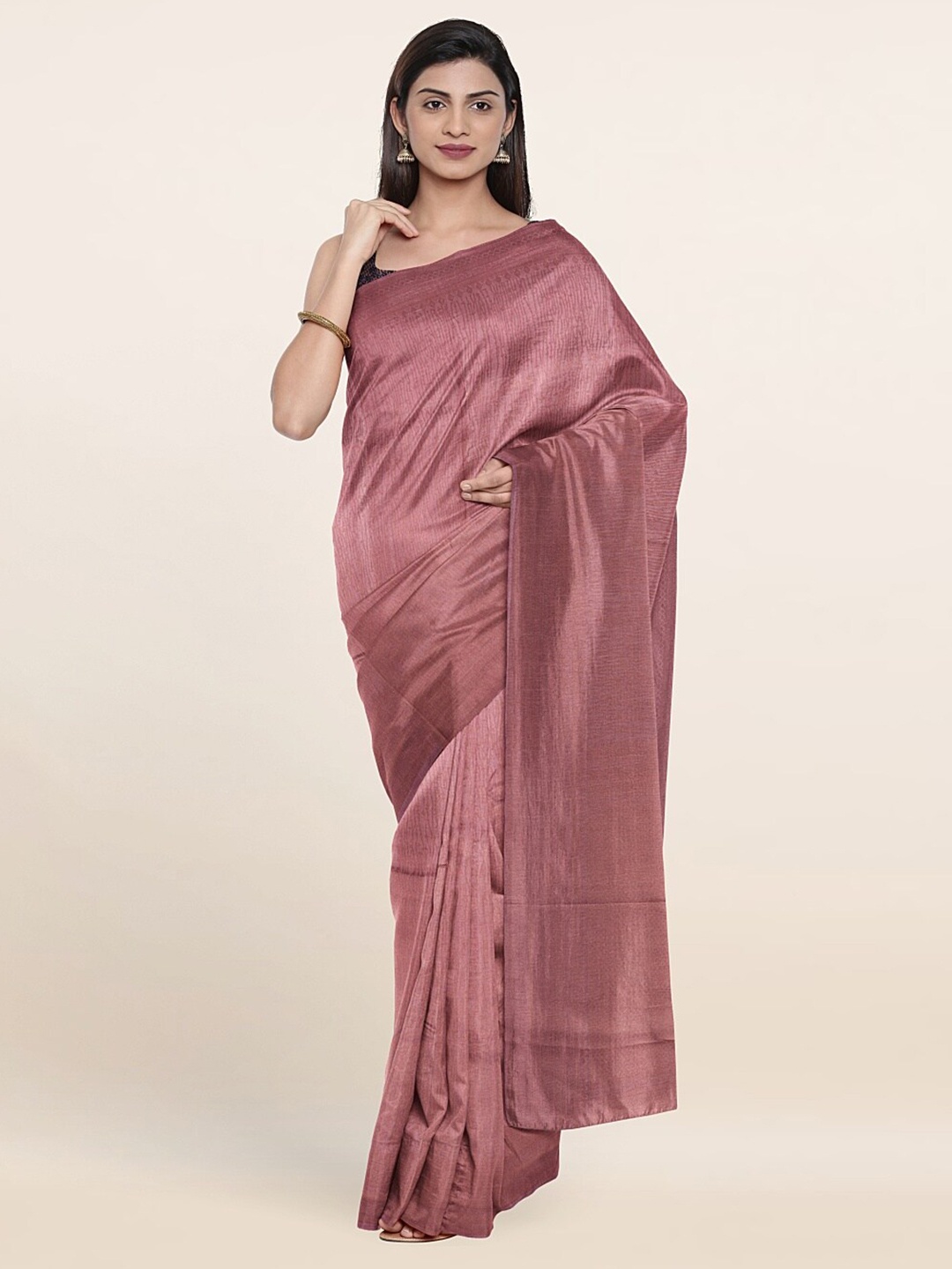

Pothys Rose & Golden Zari Art Silk Banarasi Saree