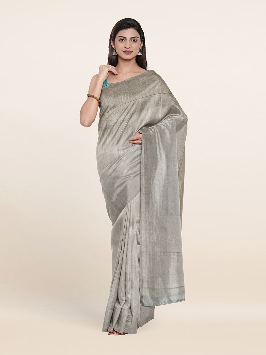 

Pothys Grey Woven Design Art Banarasi Silk Saree