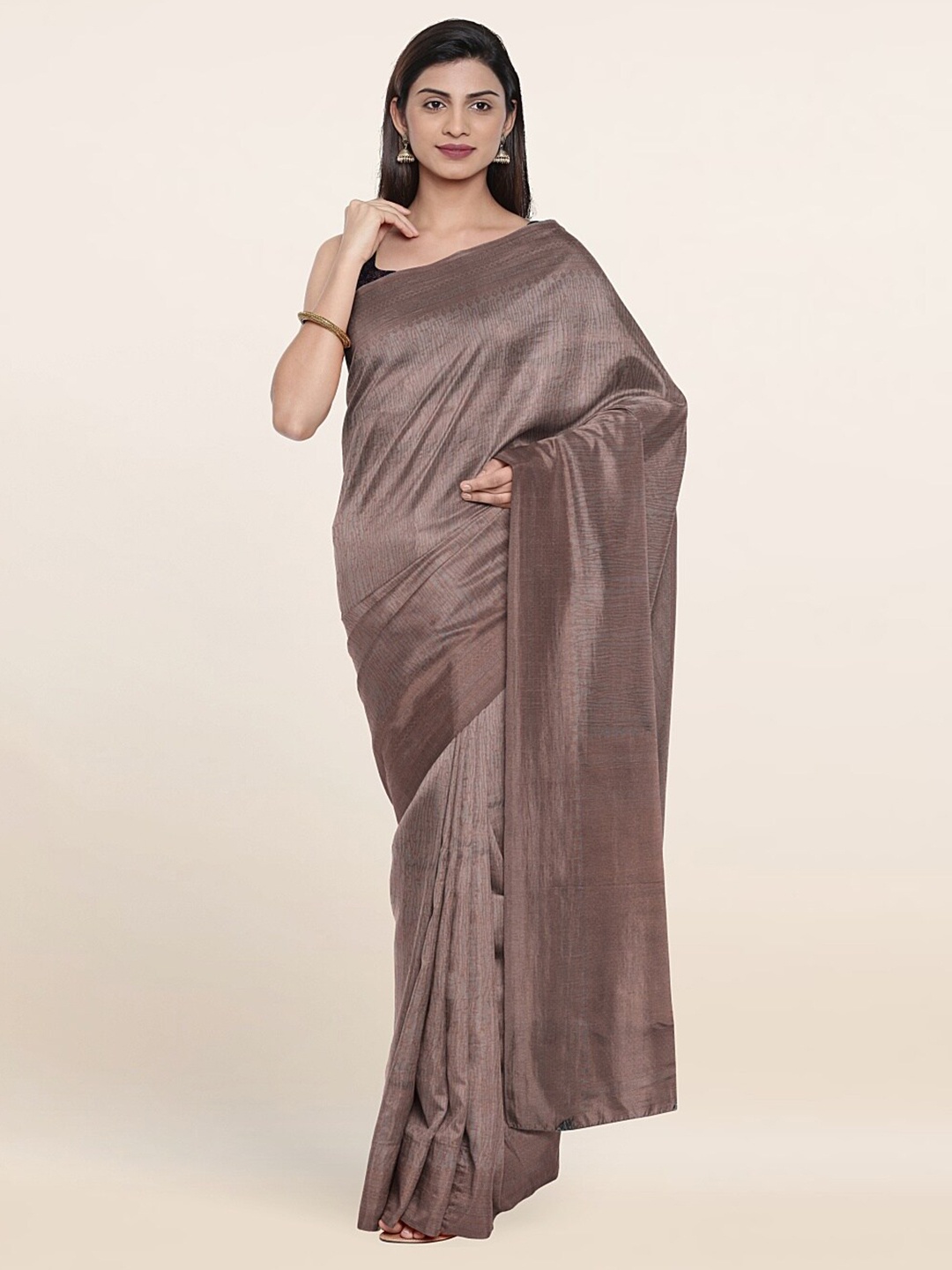 

Pothys Grey & Copper-Toned Ethnic Motifs Art Silk Banarasi Saree