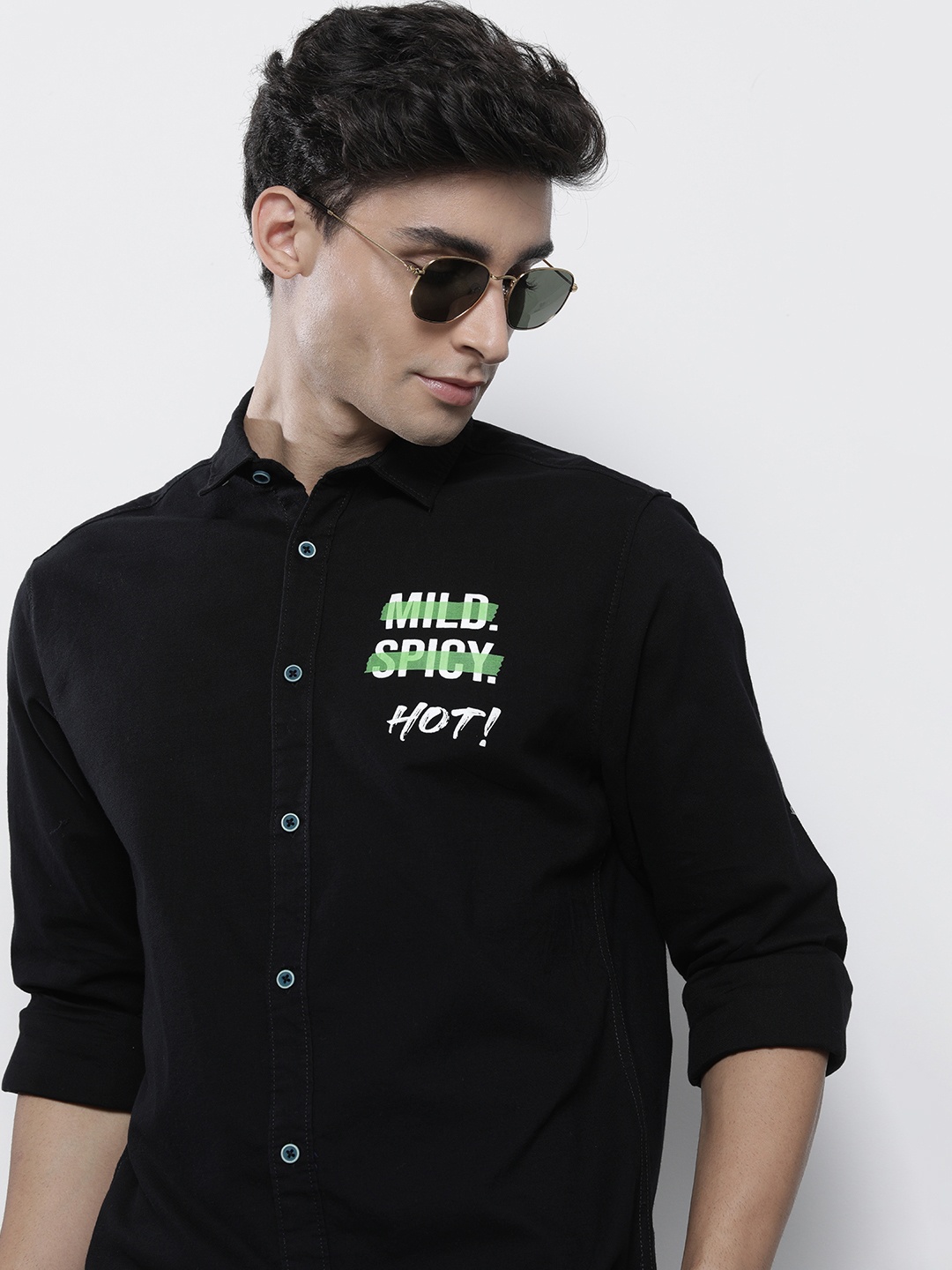 

The Indian Garage Co Men Black Classic Typography Printed Casual Shirt