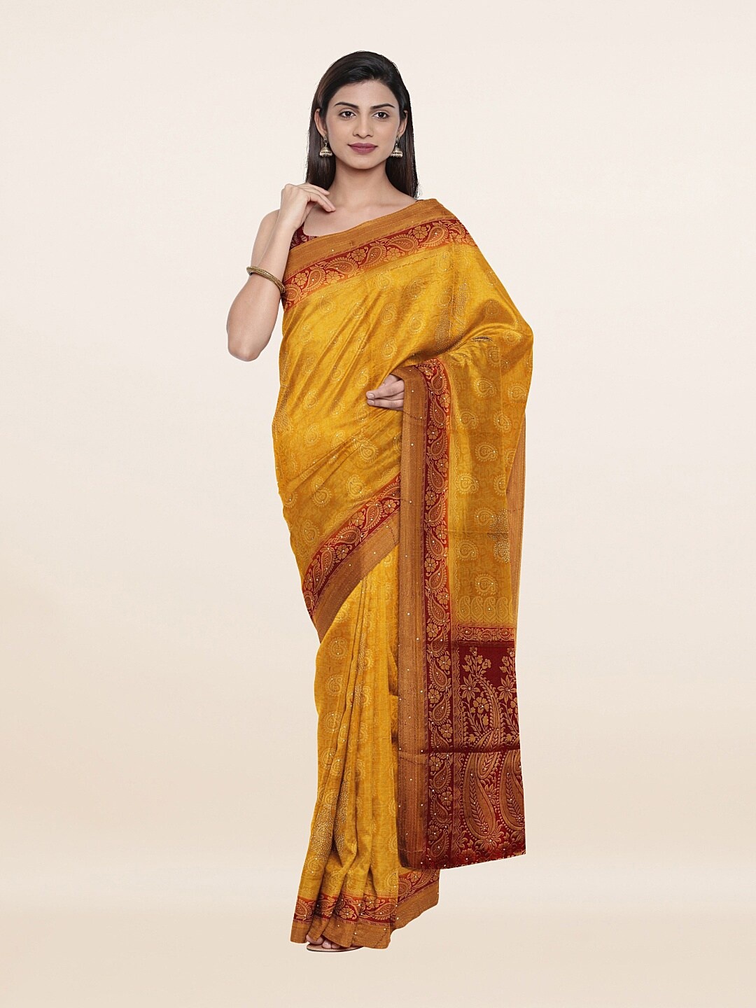 

Pothys Yellow & Red Woven Design Art Silk Saree