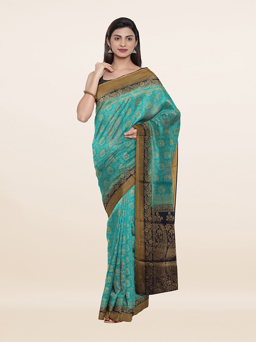 

Pothys Blue & Navy Blue Woven Design Art Silk Saree