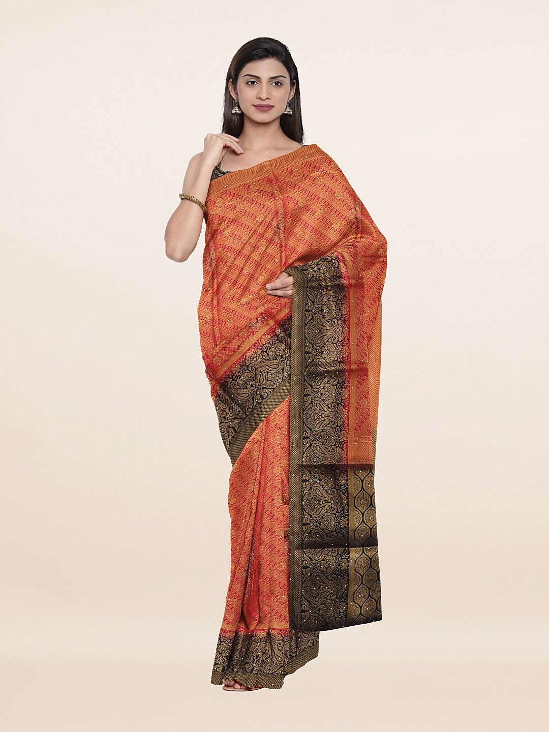 

Pothys Red & Blue Ethnic Motifs Art Silk Saree