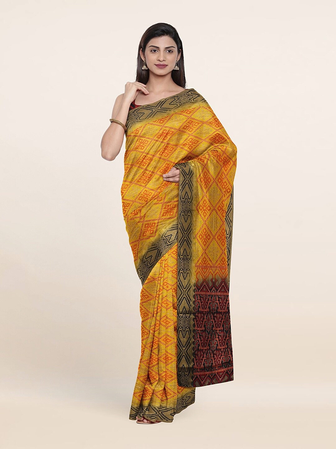 

Pothys Yellow & Maroon Art Silk Saree