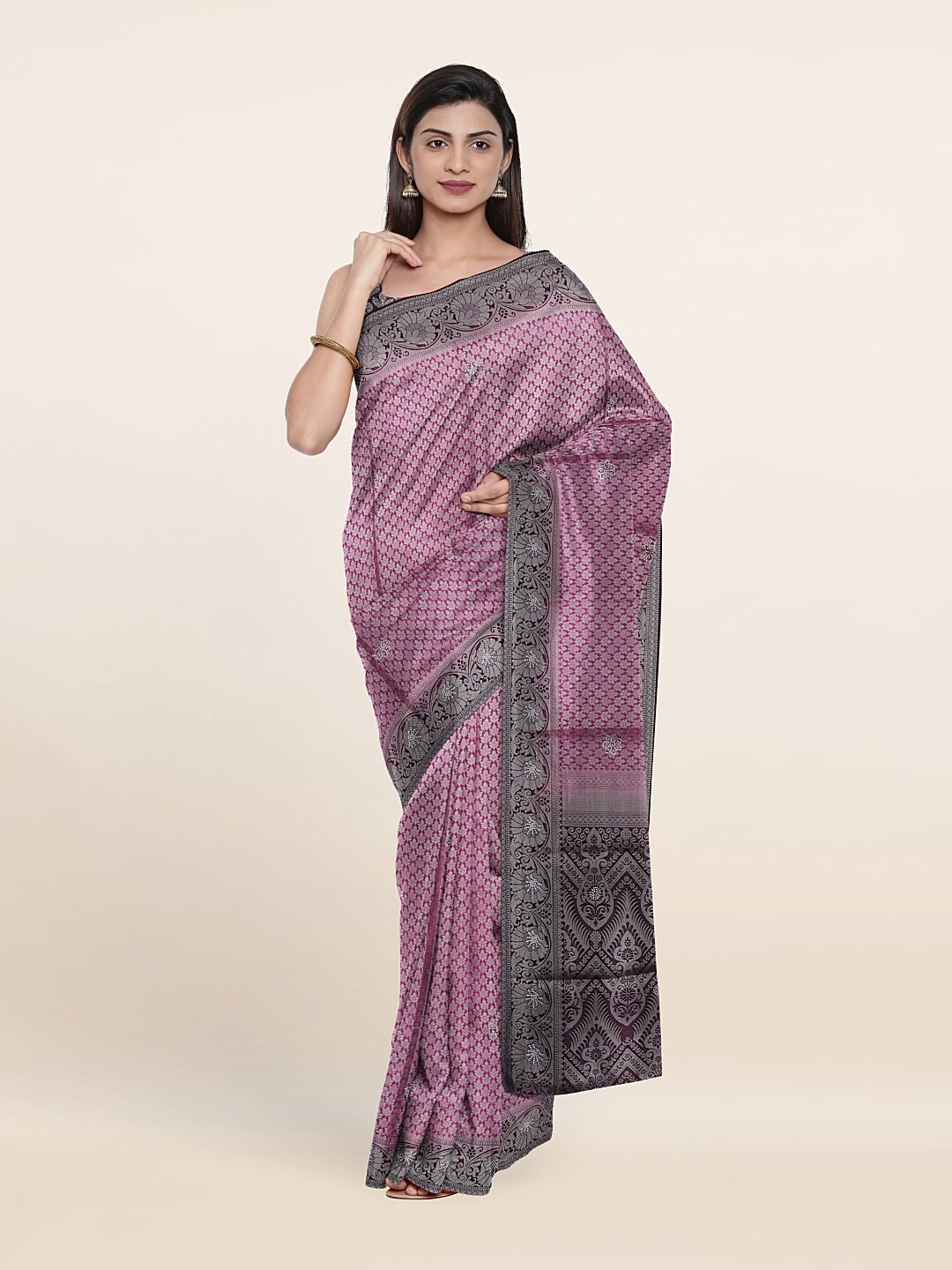 

Pothys Purple & Silver Woven Design Art Silk Saree