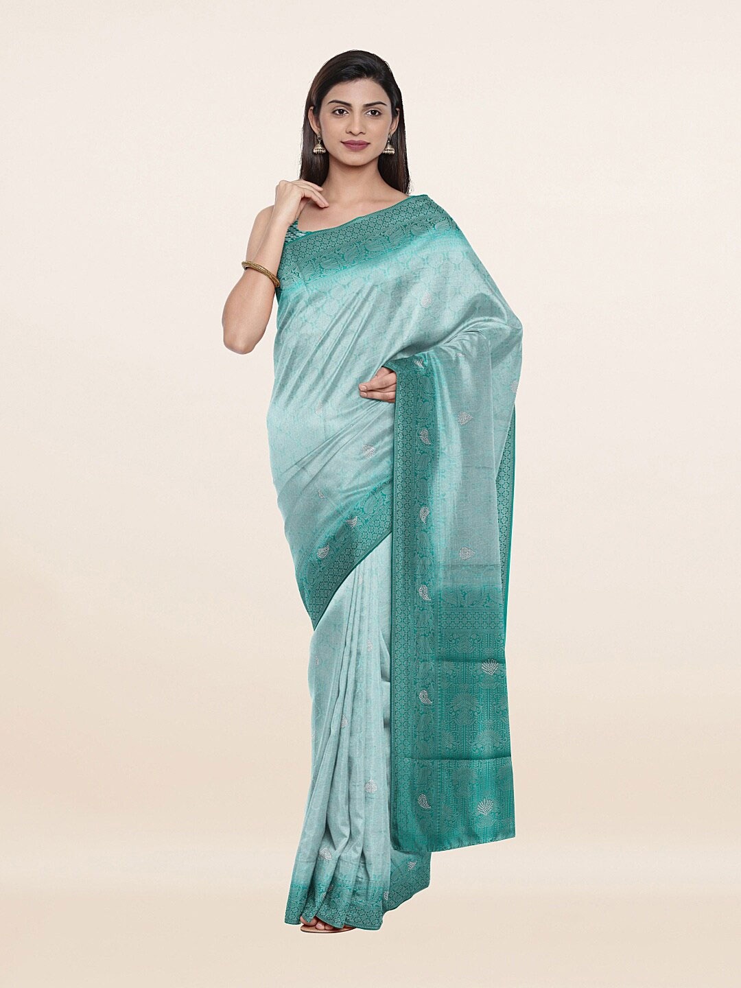 

Pothys Blue & White Woven Design Art Silk Saree