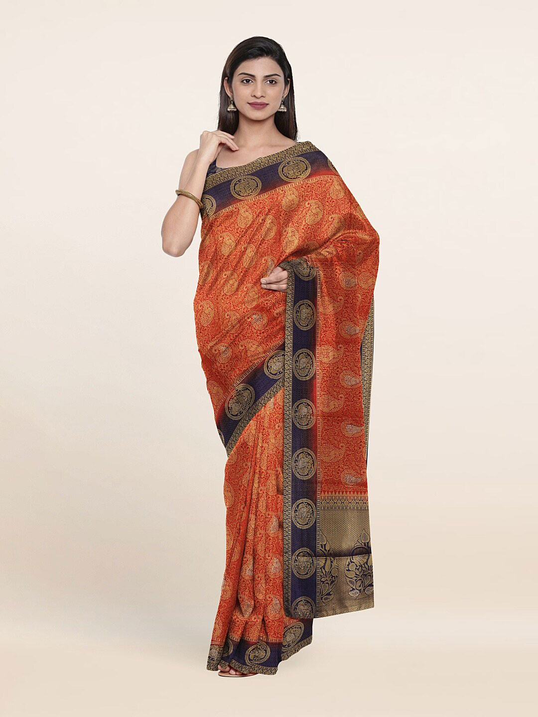 

Pothys Red & Black Woven Design Art Silk Saree