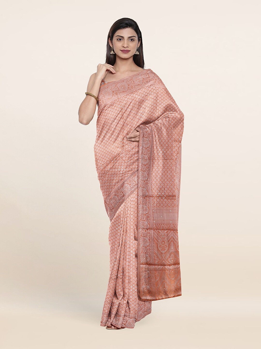

Pothys Orange Ethnic Motifs Art Silk Saree