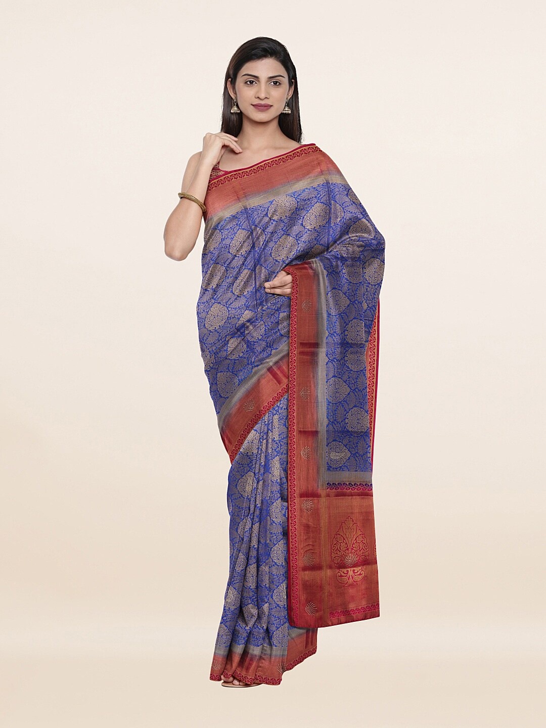 

Pothys Blue & Maroon Woven Design Art Silk Saree