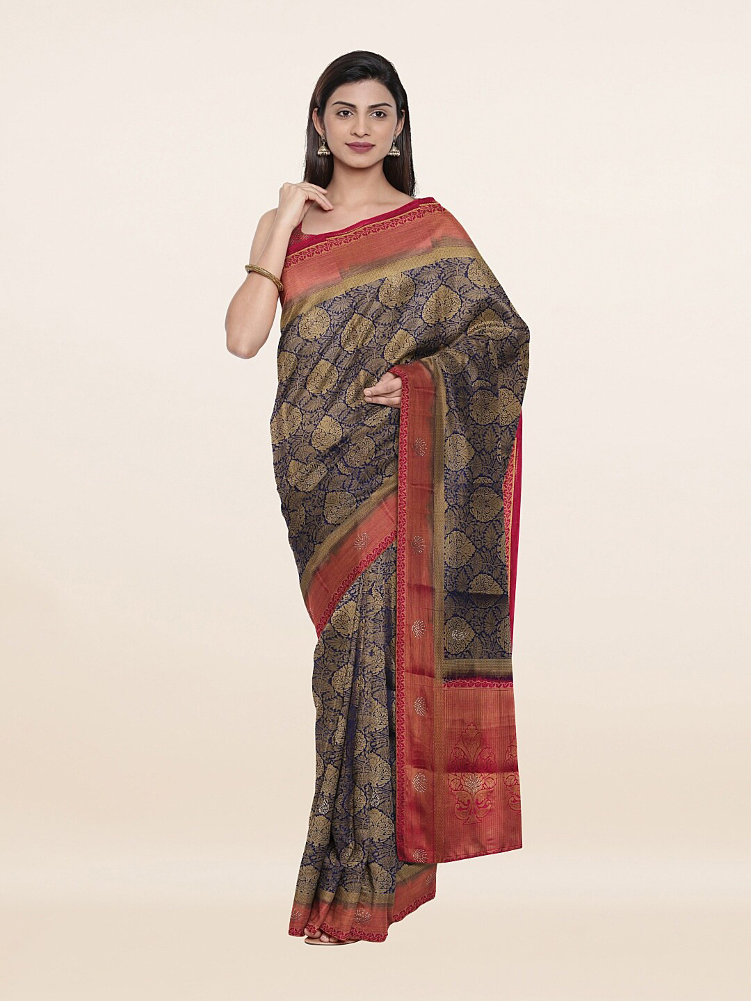 

Pothys Blue & Magenta Woven Design Art Silk Saree