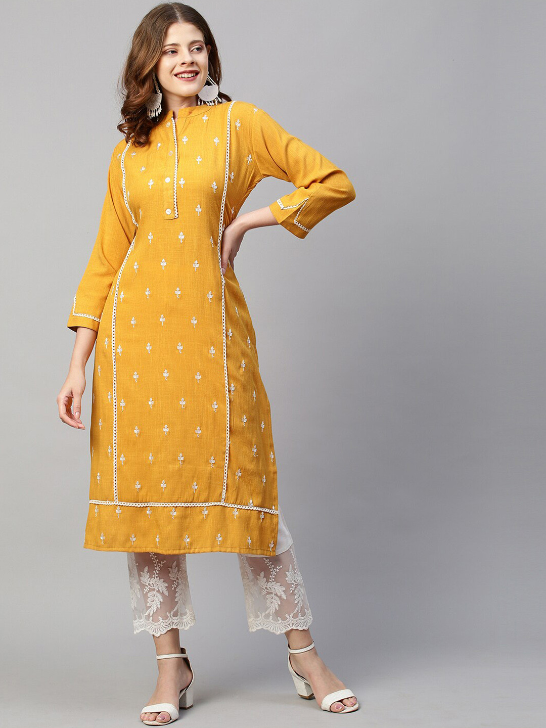 

FASHOR Women Yellow Dyed Kurta