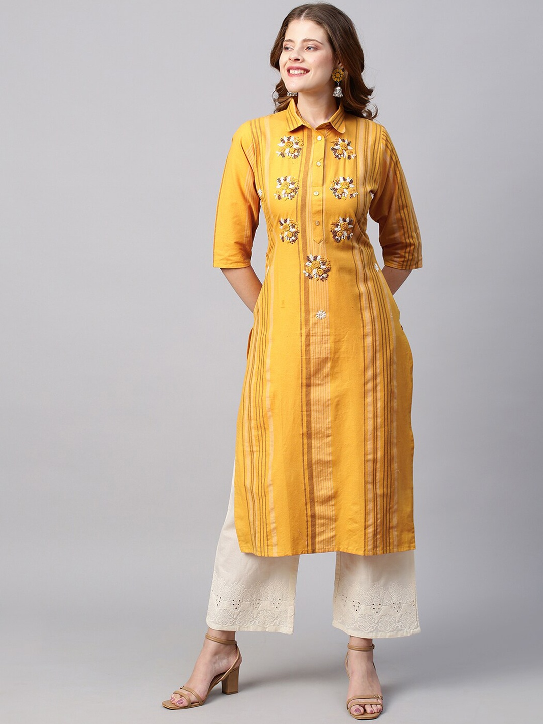 

FASHOR Women Yellow Dyed Kurta