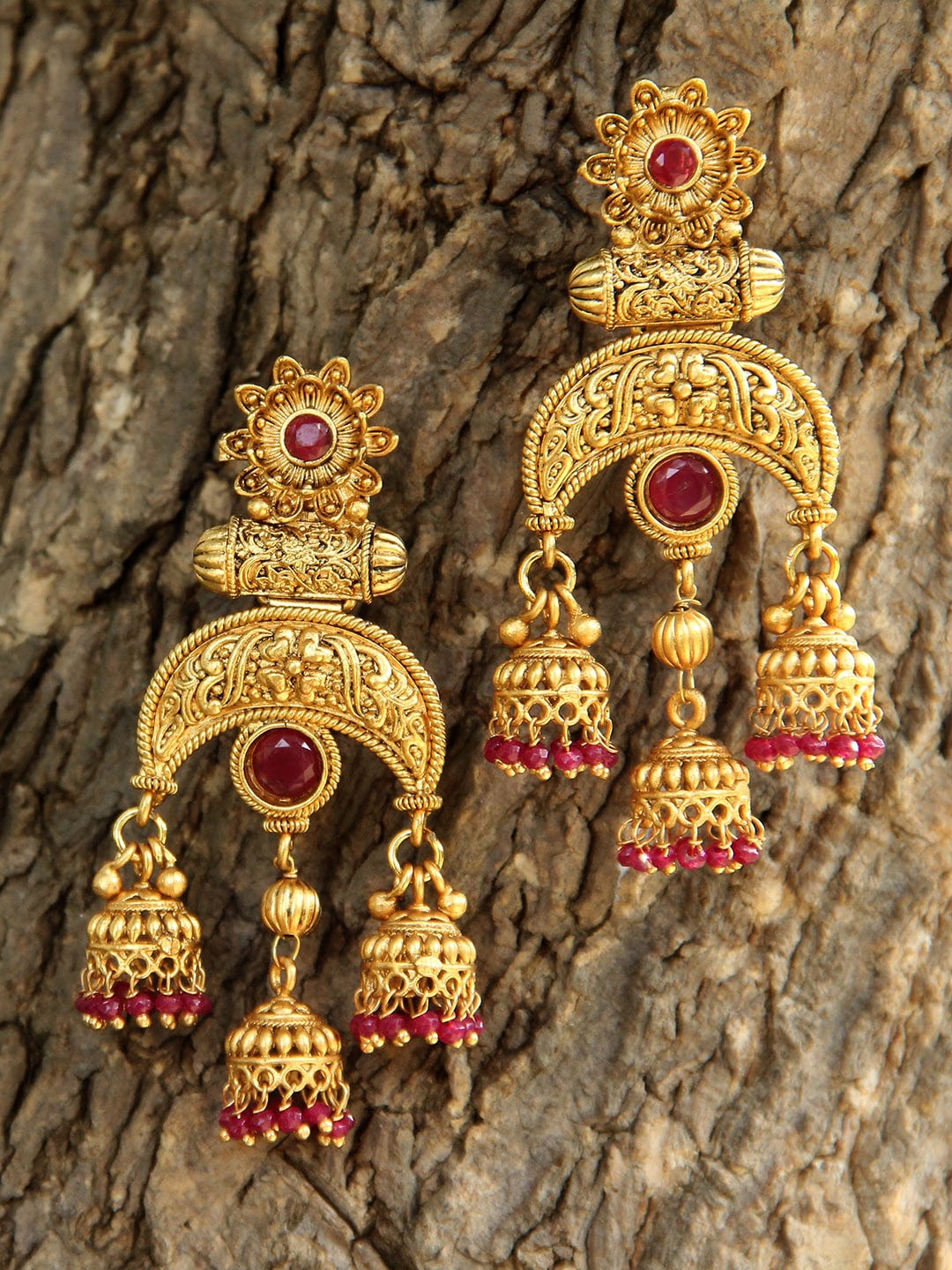 

Adwitiya Collection Gold-Toned Contemporary Jhumkas Earrings