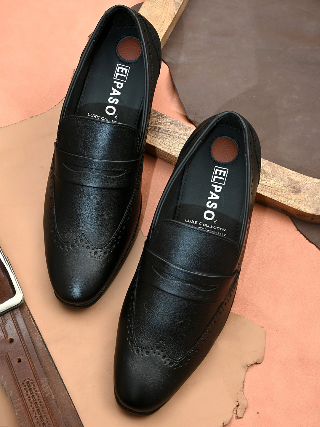 

El Paso Men Black Solid Comfort-Fit Formal Loafers