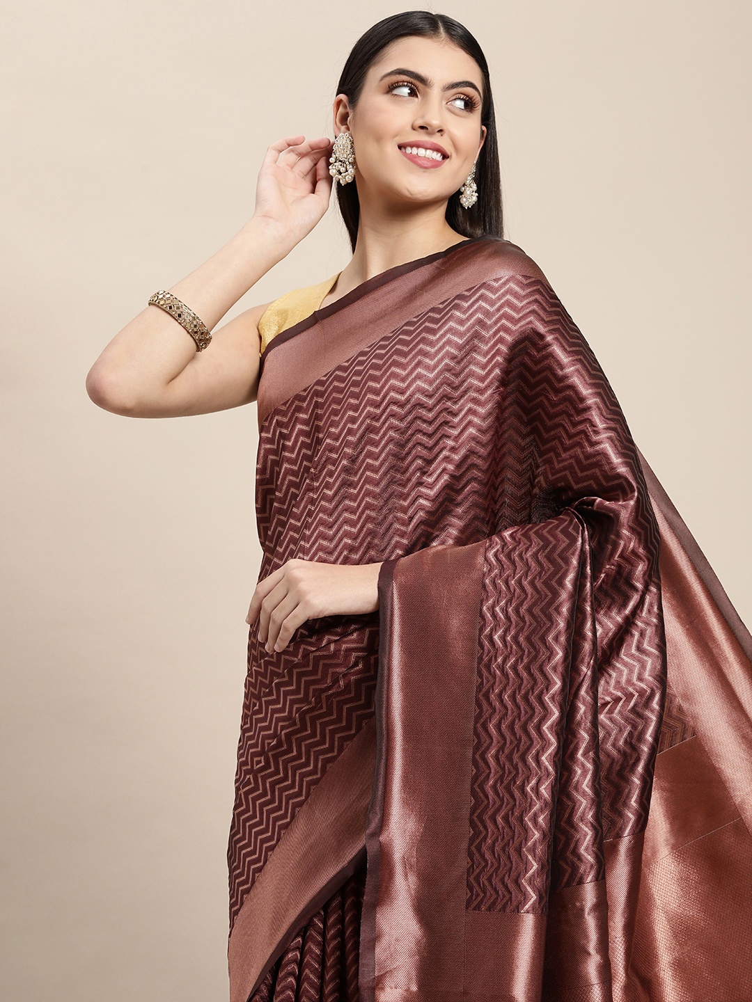 

KALINI Maroon & Silver Woven Design Banarasi Saree